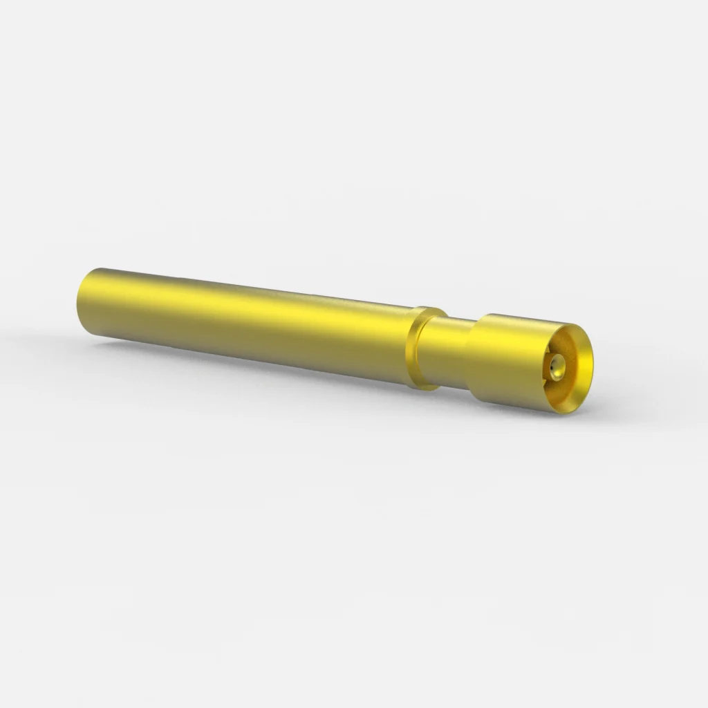 High-precision FAKRA RF test probe RK-440FKF01-6G with detailed gold-plated contact tip close-up for automotive signal integrity testing